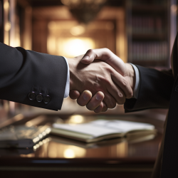 Two business men shaking hands.